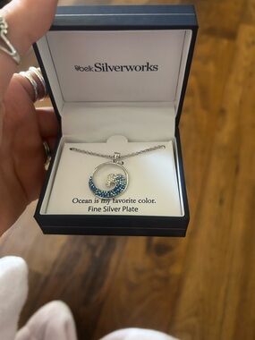 Ocean Wave Pendant Necklace - Blue Multi